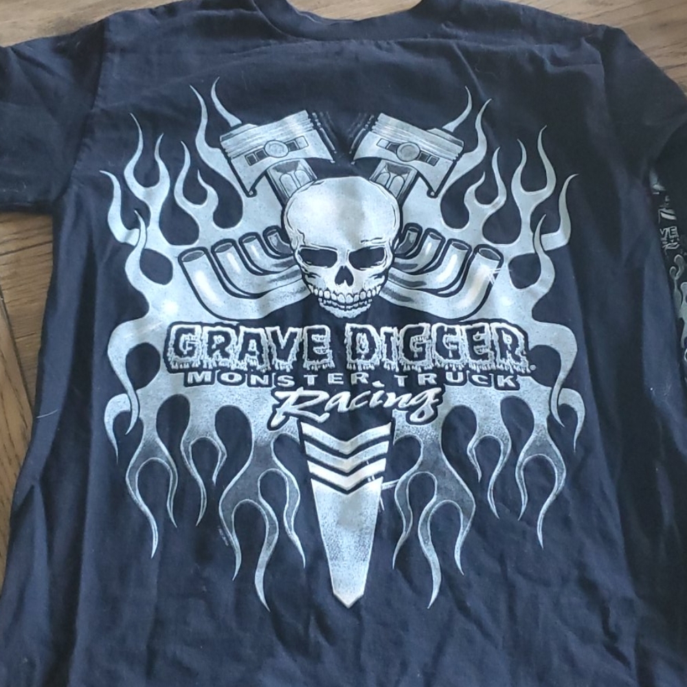 Navy blue with light blue logo Grave Digger Shirt